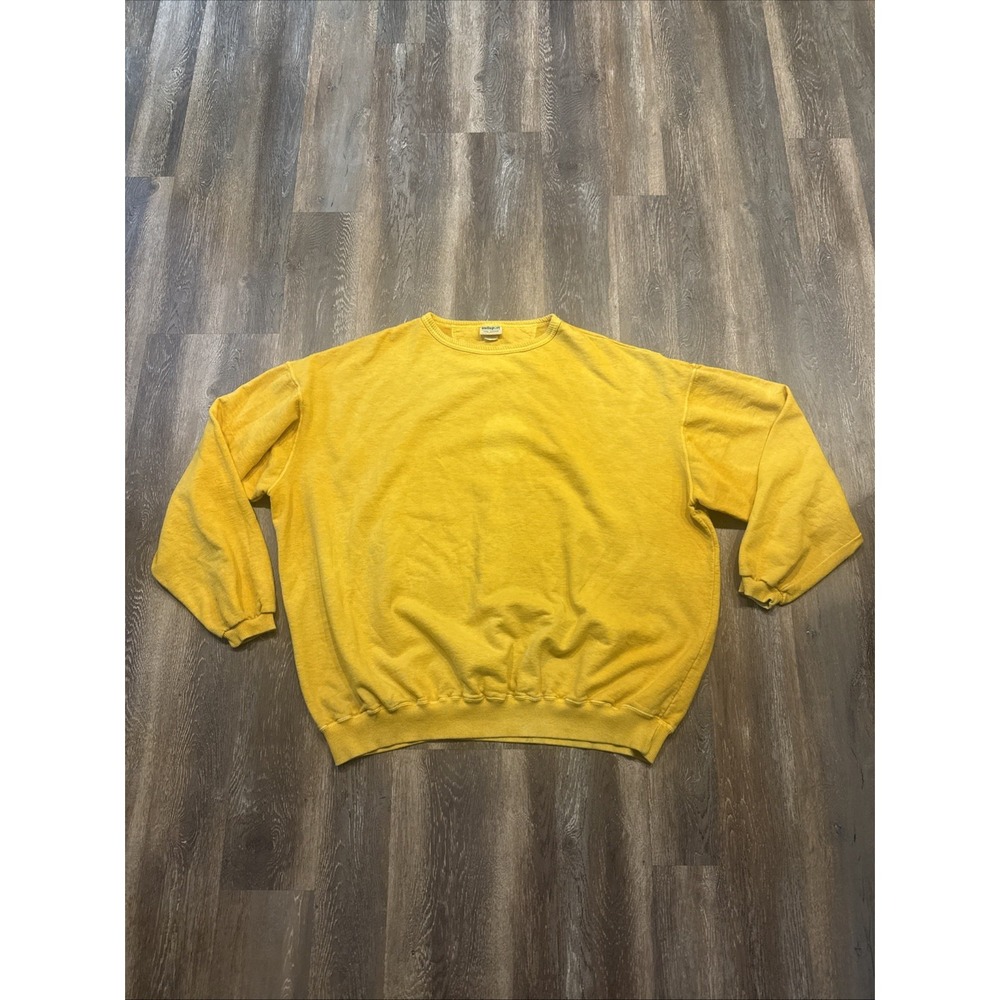 VTG 80's 90's Kellsport Sweatshirt 3XL Yellow Faded 100% Cotton Made In USA